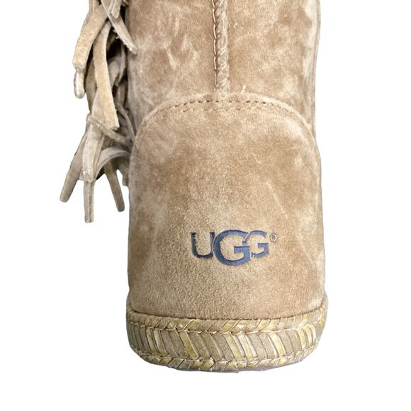 UGG Boots Women’s SZ8 “Mammoth” Fringe On TheSide Tall Suede Leather Camel Color - Picture 7 of 7
